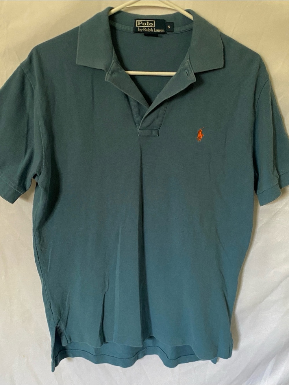 Polo Ralph Lauren Polo Shirt Mens Blue Small Classic Short Sleeve Orange Pony
